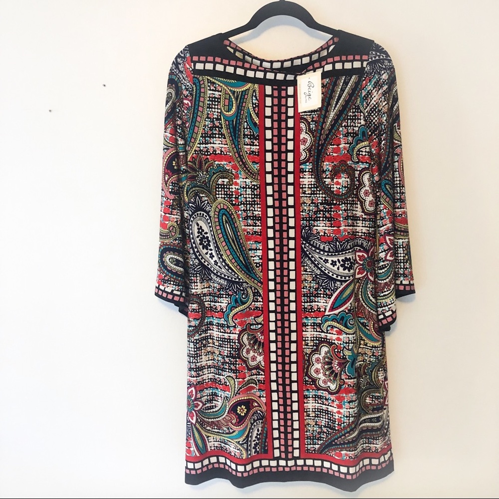 NWT Eci Shift Tunic Dress, Bell 3/4 Sleeves Sz 10